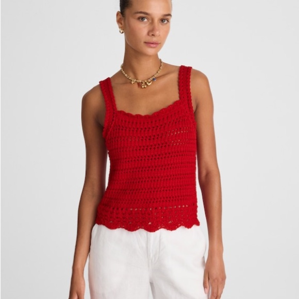 Madewell Crochet-Stitch Cotton Sweater Tank